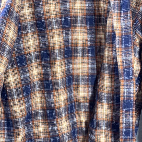VTG 1960-70s Sears Kings Road Wool Plaid Flannel Shirt Brown & Blue Sz XL - Picture 9 of 9